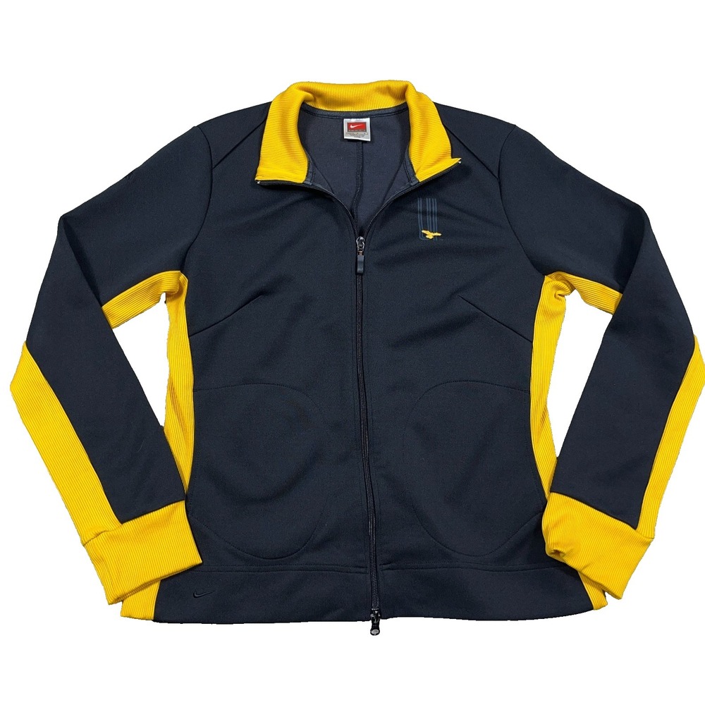 Iowa Hawkeyes Jacket Women Large Black Yellow Nike Full Zip Performance Track